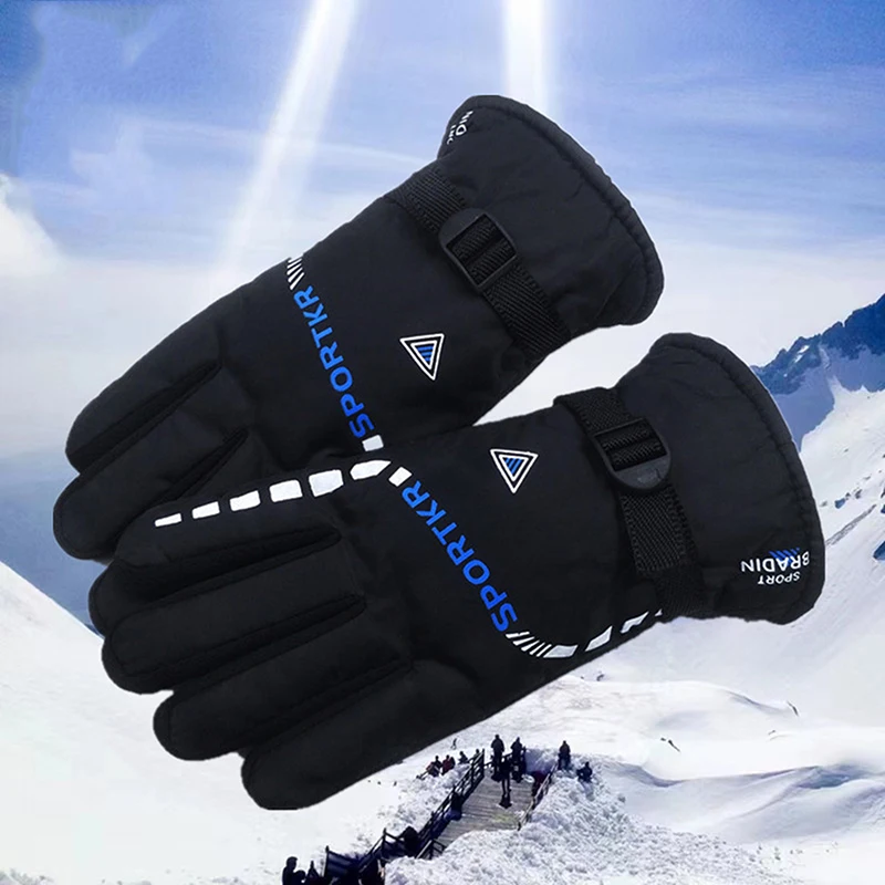 Gants de sport thermiques imperméables unisexes, mitaines chaudes, ski, randonnée, moto, cyclisme, extérieur, hiver, hommes, 1 paire