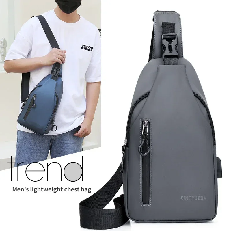 

Men's Chest Bag Sports Oxford Cloth Waterproof Crossbody Bag Fashion USB Charging Cycling Men's Backpack One Shoulder Travel Bag