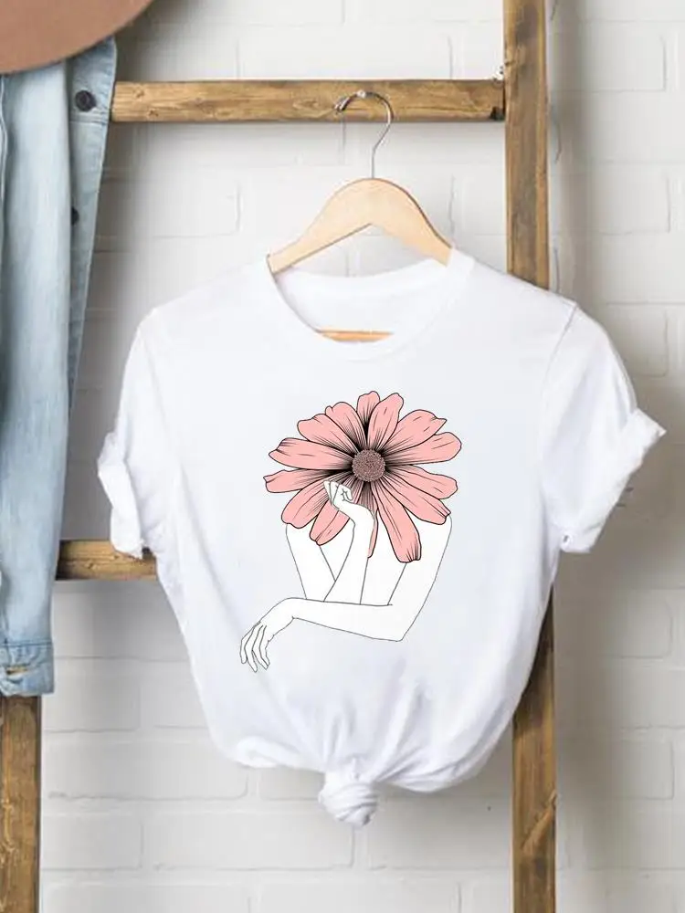 Love Flower Trend Cute 90s Short Sleeve Fashion Women Print T Clothing Casual Clothes Female T-shirts Ladies Graphic Tee