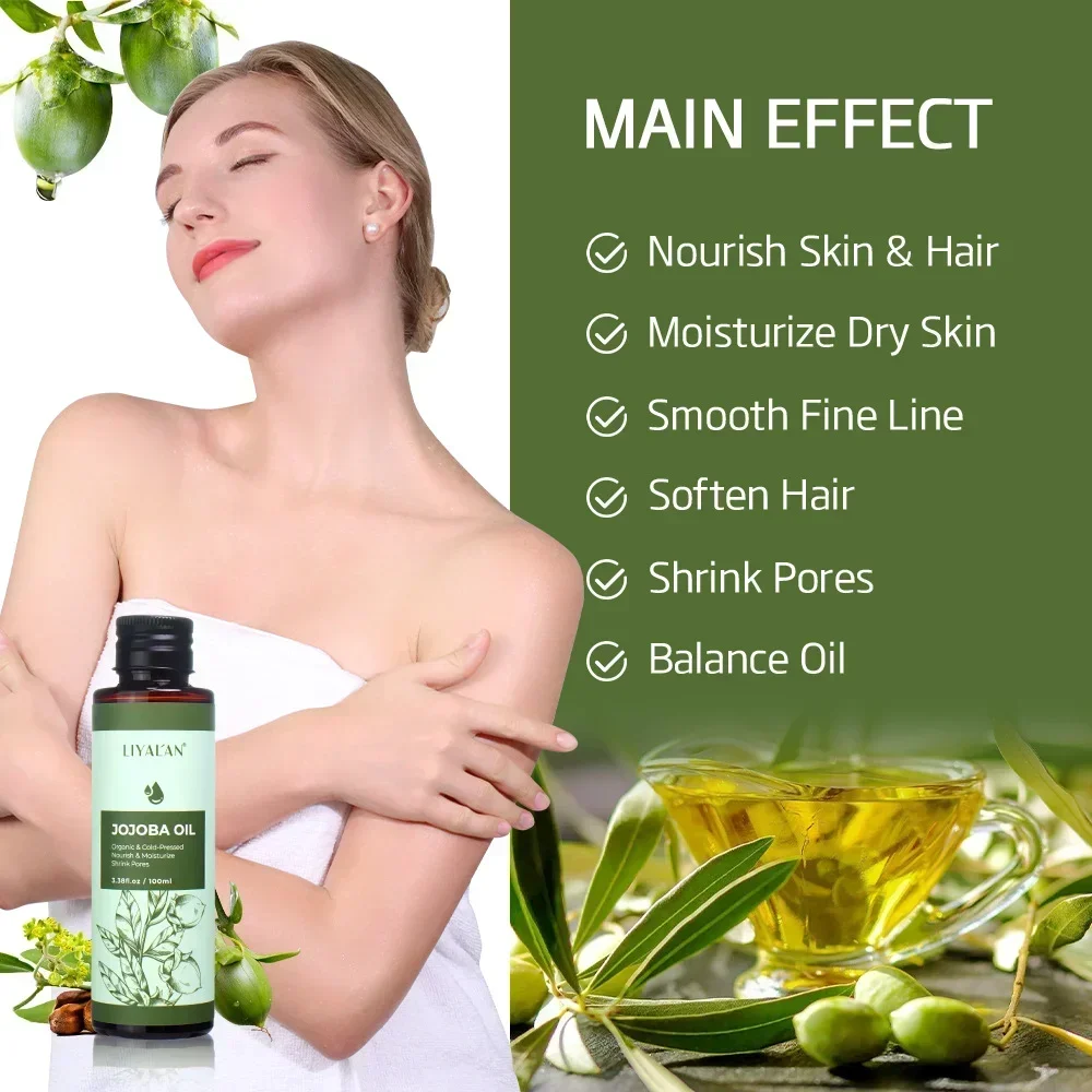 Jojoba Oil 100ml Skin Moisturizing Body Massage SPA Natural Organic Carrier Oil Smoothing Nourishing Beauty Health Skin Care
