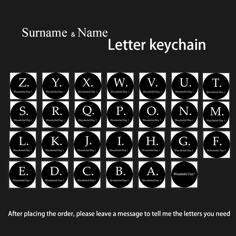 DIY Letter Name/Surname Car Key Chain Silver Tpu Keychian Golden Edge Keyring Key Ring
