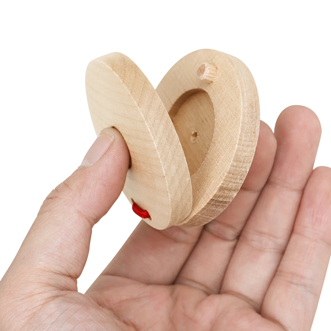 IRIN Orff 2Pcs Wooden Rattle Percussion Instrument Rattle Plate Smooth Surface Highly Resilient Strap Crisp Sound Durable Baby