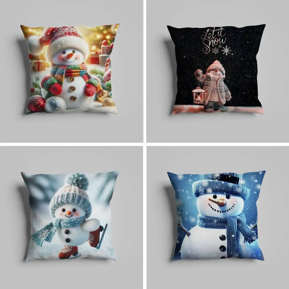 

Christmas Winter Snowman Pillow Case For Car Pillows 60x60 Cushions Luxury Double Sided Cover Home And Decoration Sofa 30x30