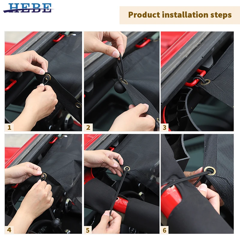 HEBE Front Door Heat Insulation Net For Jeep Wrangler JK 2007 2008 2009 2010 2011 2012 2013 2014 2015 2016 2017 Accessories