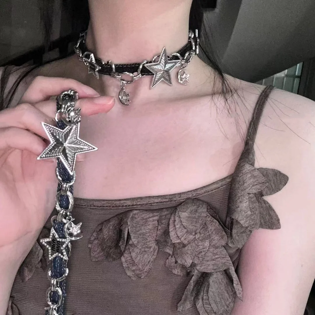 

DUTRIEUX Neo-Gothic Punk Style Heavy Industry Trendy Clavicle Chain Stars Choker Personality Niche Necklace Accessory Party Gift