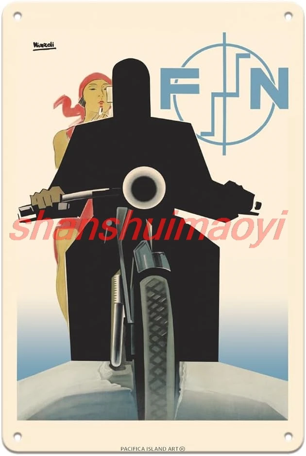 Pacifica Island Art FN Motorcycles - Fabrique Nationale de Herstal - Vintage Motorcycle Poster by Marcello Nizzoli c.1925-8 yes