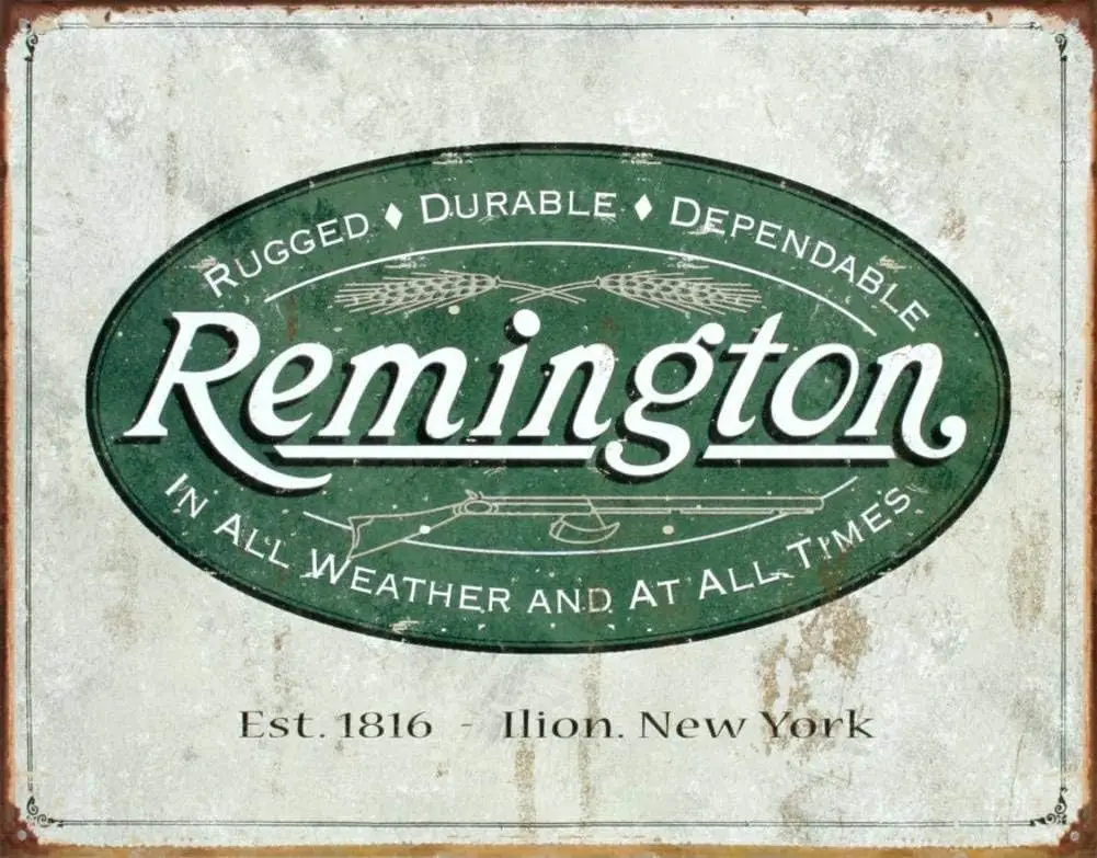 Tin Sign Vintage Remington Gun Rifle Hunting Weatherproof Wall Decor   Tin Sign Retro Decorative Sign Bar Garage Sig--Tin Sign