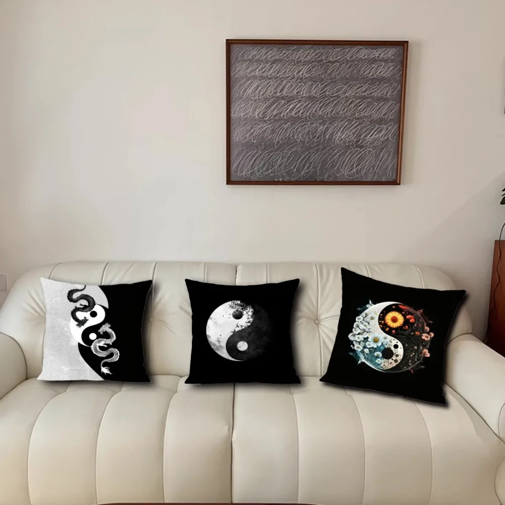 Tai Chi Moon Art Yin Yang Cool Fashion Pillow Case Living Room Accent Couch Back Support Square Lounge Restful Nap Companion ﻿