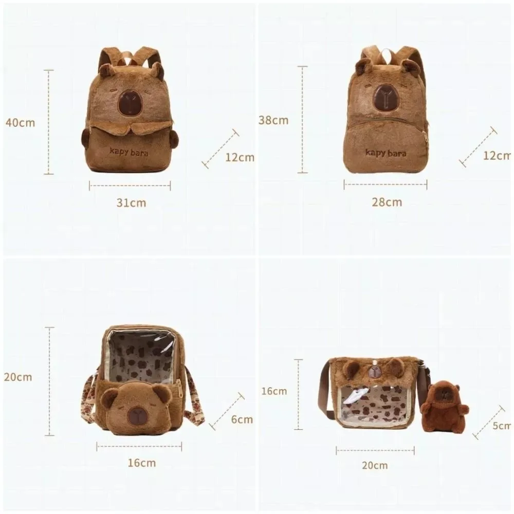 Bolsa de ombro capivara mochila de pelúcia animais estudantes saco escolar grande capacidade casal dos desenhos animados sacos bonito boneca sacola