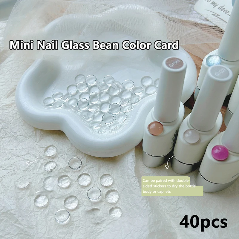 

40pcs Glass Color Card Transparent Tips Round Showing Gel Polish Designs Nail Color Board Tips Card Korean Style Manicure Tool