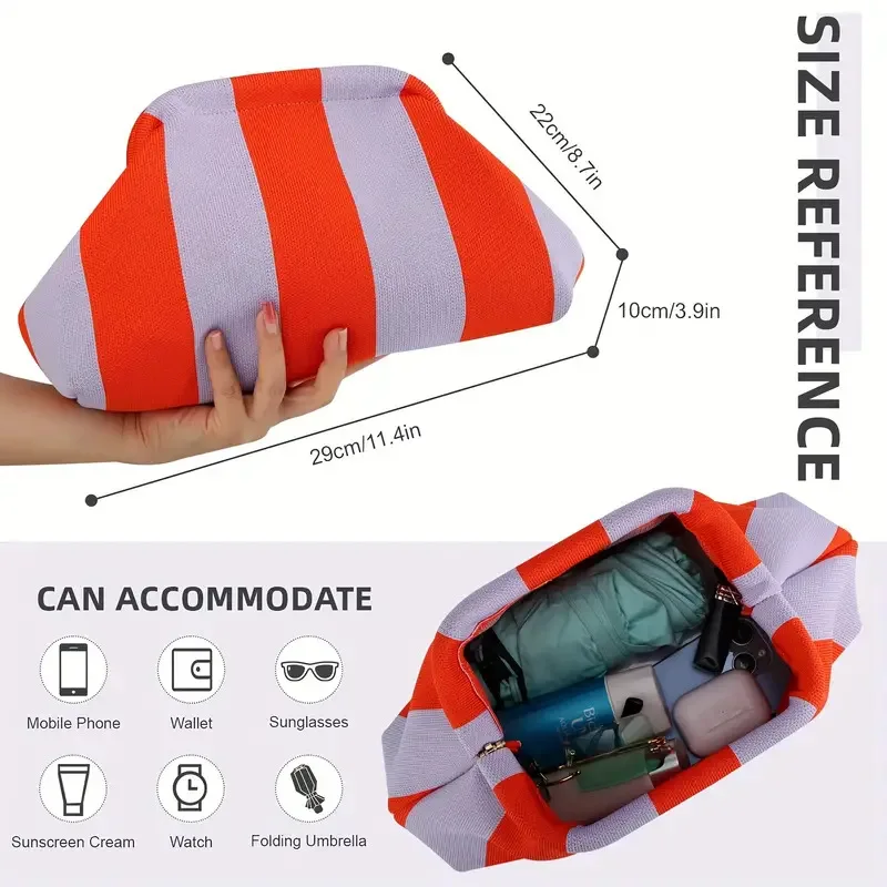 

Flyweave Bag Commuter Striped Bag Beach Bag Handbag Clutch Handbag For Beach Travel Everyday