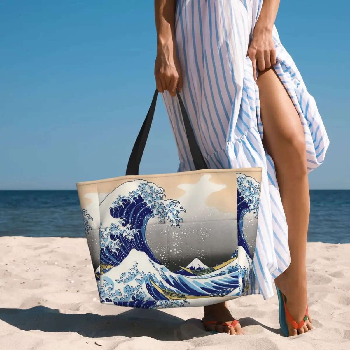 The Great Wave Off Kanagawa By Katsushika Hokusai Beach Tote Bag Sport Gym Yoga Duffle Large Tote Bag Women Travel Bag