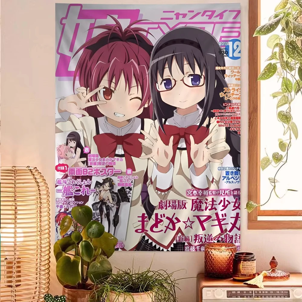 Puella Magi Madoka Magica Klassischer Film Hippie Wandbehang Wandteppiche für Wohnzimmer Zuhause Wohnheim Dekor Kawaii Raumdekoration