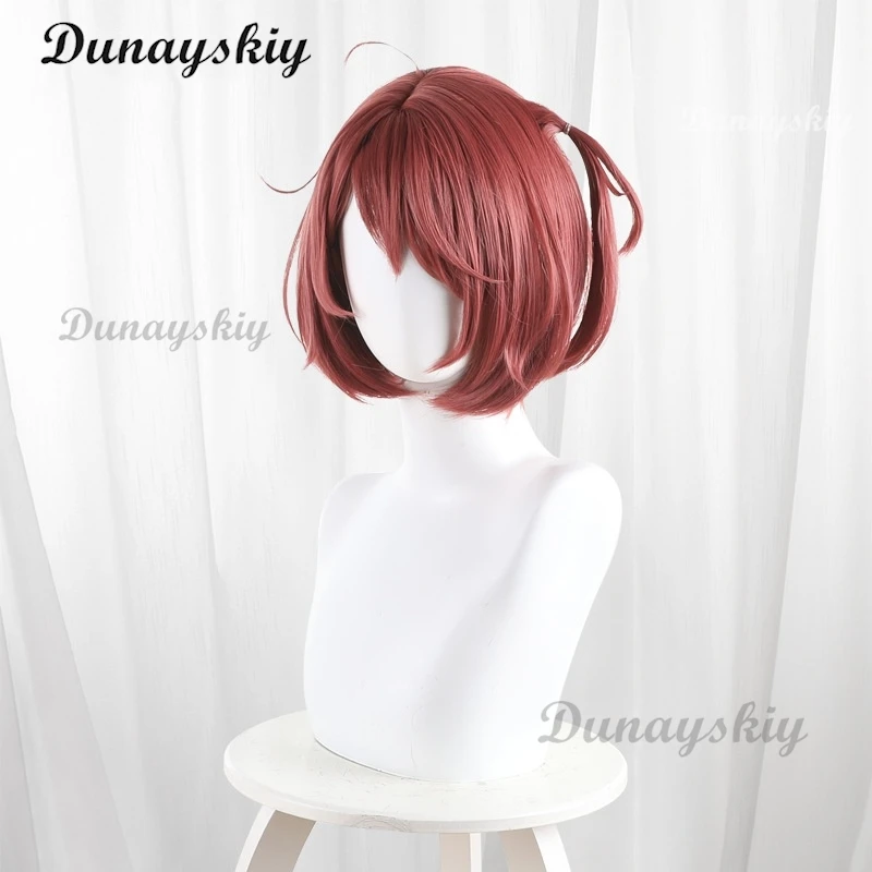 Anime Too Many Losing Heroines Chika Komari Cosplay Wig Tsuwabuki High School Red Short Hair Heat-resistant Fiber Rose Wig Net