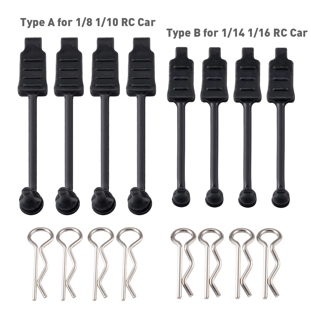 MIBIDAO 4PCS RC Car Body Clips W/Pull Tabs Universal R Pins Body Clips Retainer for 1/8 1/10 1/14 1/16 RC Car Model Accessories