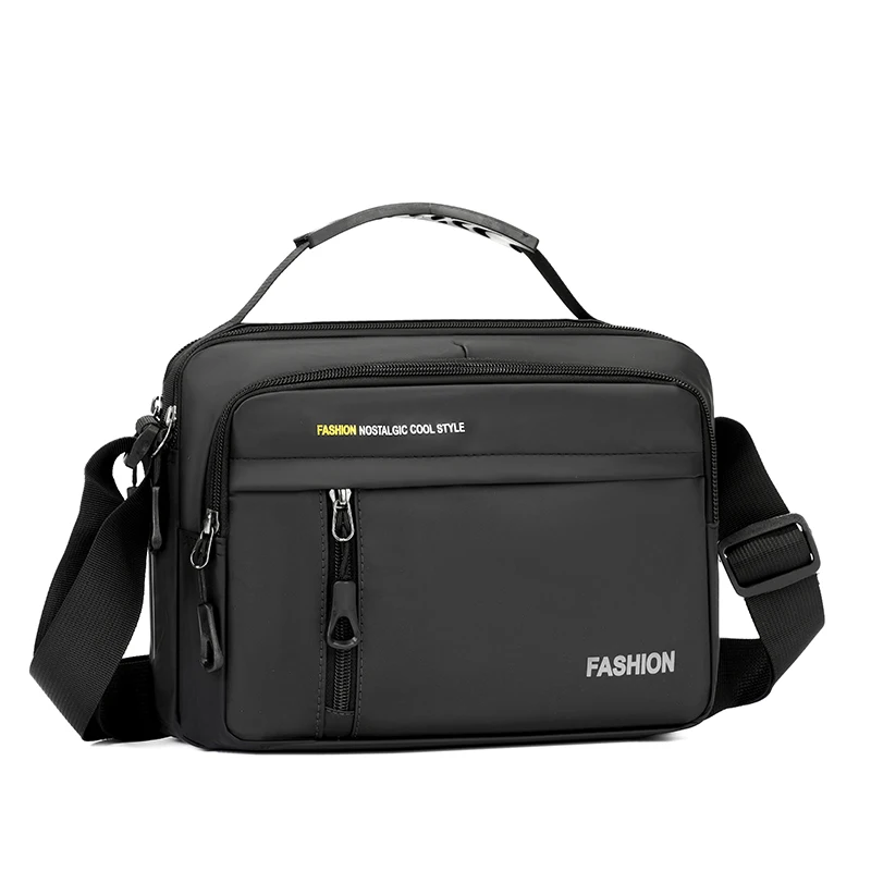 

Men's Retro business adjustable shoulder bag - black, postman bag, zipper pocket, suitable for daily use