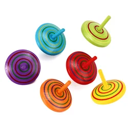 4Pcs Kids Mini Colored Cartoon pigne giocattoli giroscopici in legno bambini Adult Relief Stress Desktop Spinning Top gioco educativo