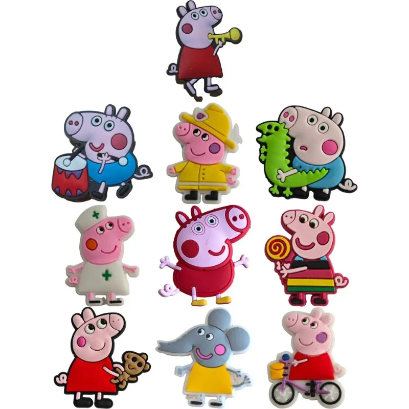 Anime Peppa Pig 10PCS Shoe Buckle PVC Shoe Flower Shoe Decoration Festival Party Detachable Shoes Children's Birthday Gift