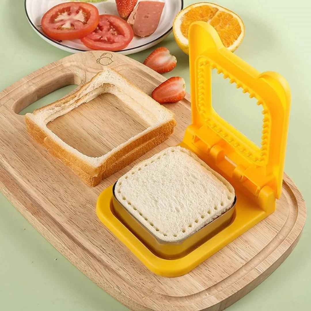 1PCS Square Bread Sandwich Cutter & Sealer Set 2-in-1 Food Grade Cutters for Cut & Seal Pastry Cookie Bento Home Baking Tools