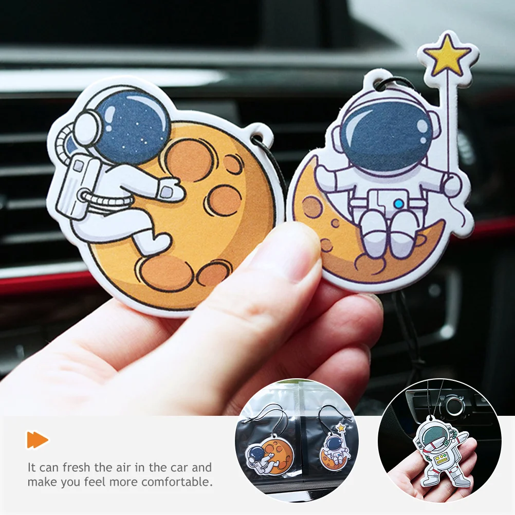 12 Pcs Rearview Mirror Pendant Astronaut Fragrance Car Fresheners Decor Air Chips Decoration Paper Hanging Accessories