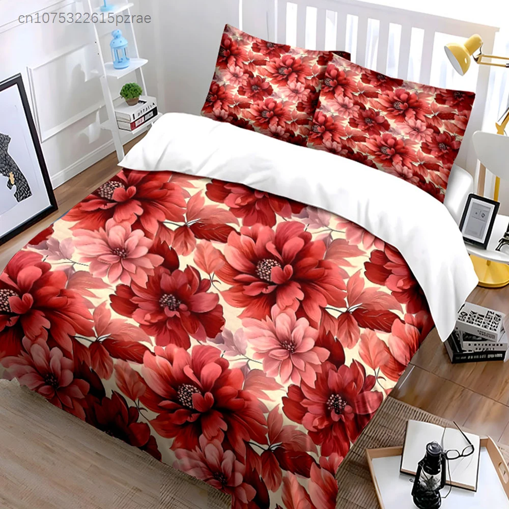 Floral Three-Piece Set For Home Multiple Sizes kid's And adults' Bedroom Exquisite 3PC Bedding set, Gift