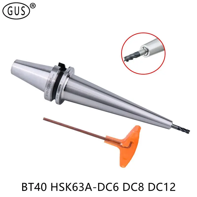 

BT40 HSK63A Tool Holder DC6 DC8 DC12 Chuck HSK BT DC Pull Back Tool Holder For CNC Machine Deep Processing Small Diameter Tools