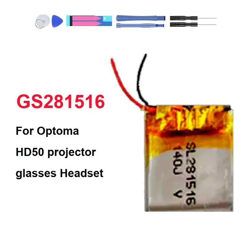 Projector Glasses Battery GS281516 For Optoma HD50 Projector Glasses Headset High-Performance 200mAh