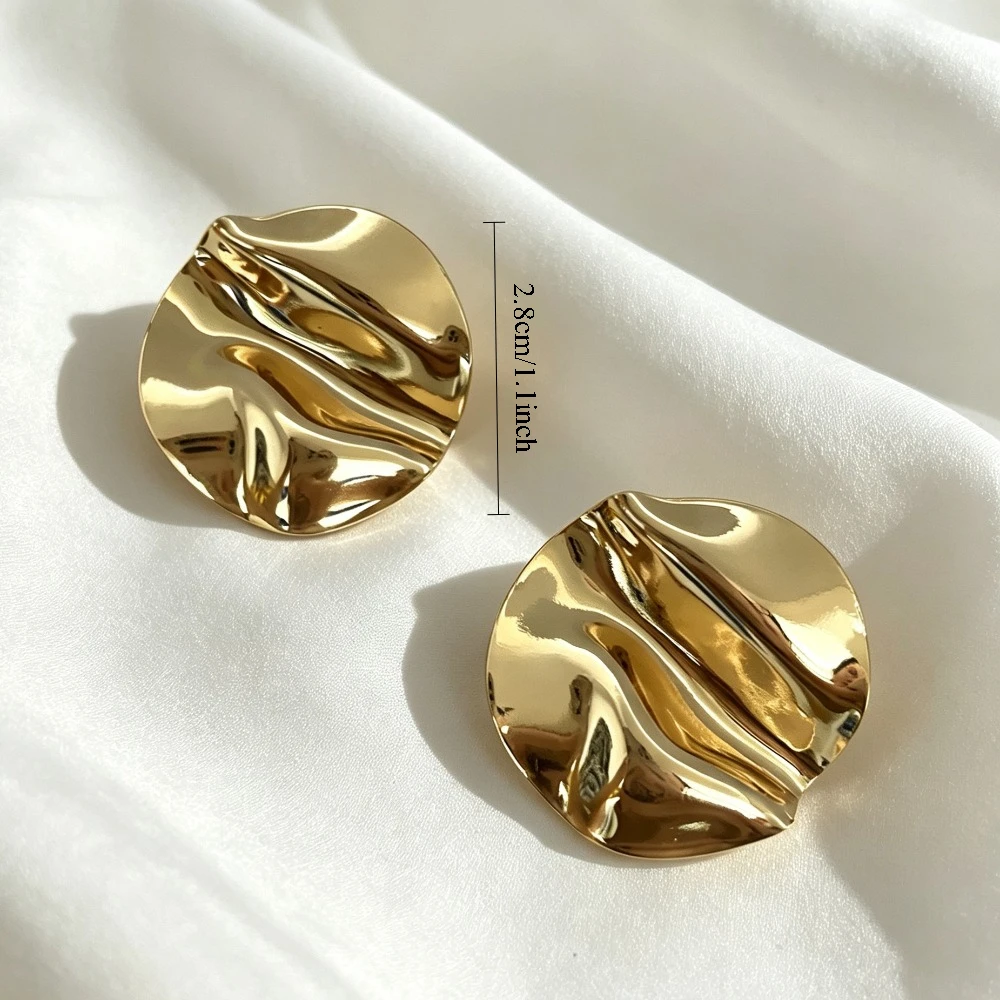 European and American Fashion Chunky Round Ear Clips Temperament Metal Gold Color Geometry Clip on Earrings No Ear Piercings