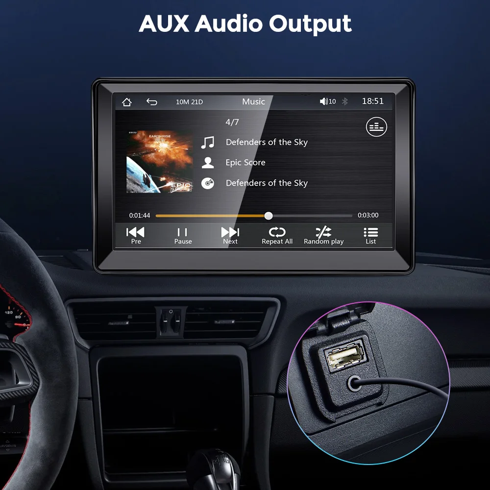 7 "راديو السيارة المحمول العالمي Carplay أندرويد السيارات GPS WIFI BT5.0 AUX FM شاشة تعمل باللمس سيارة مشغل فيديو الوسائط المتعددة