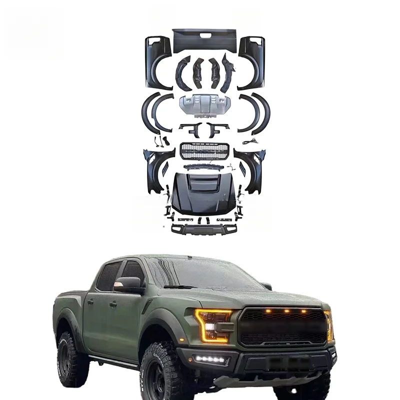 High Quality Facelift Conversion Body Kit Fit for T6 T7 T8 to F150 Raptor Style Car Bumpers Upgrade Accessories