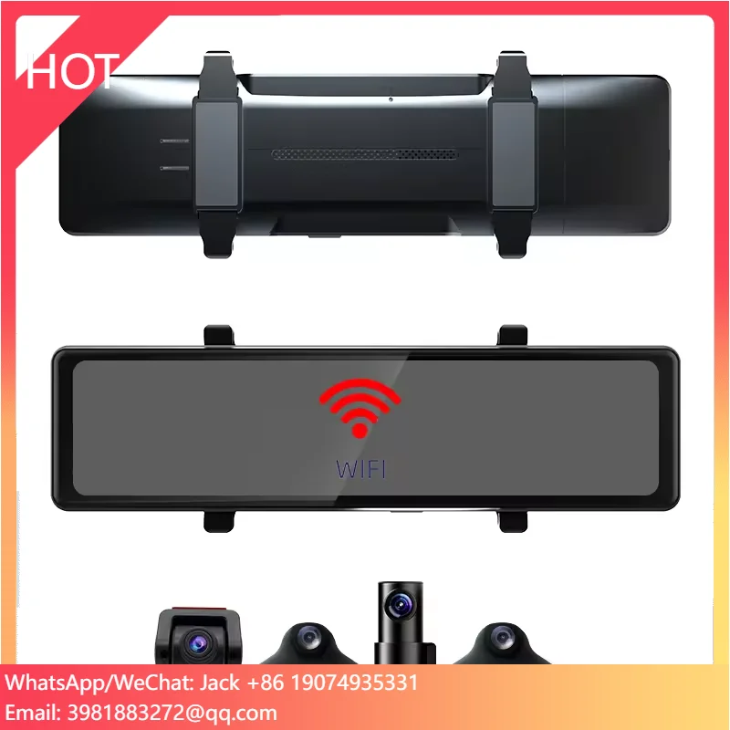 

360 Degree Car Camera Mirror Dash Cam 12 Inch Touch Screen 4 Lens Dash Camera Car DVR Video Recorder Wifi App Camera With 128G