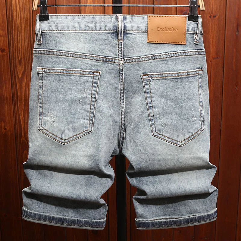 High end printed denim shorts for men in summer, thin, trendy, fashionable, casual, versatile, brand five quarter pants