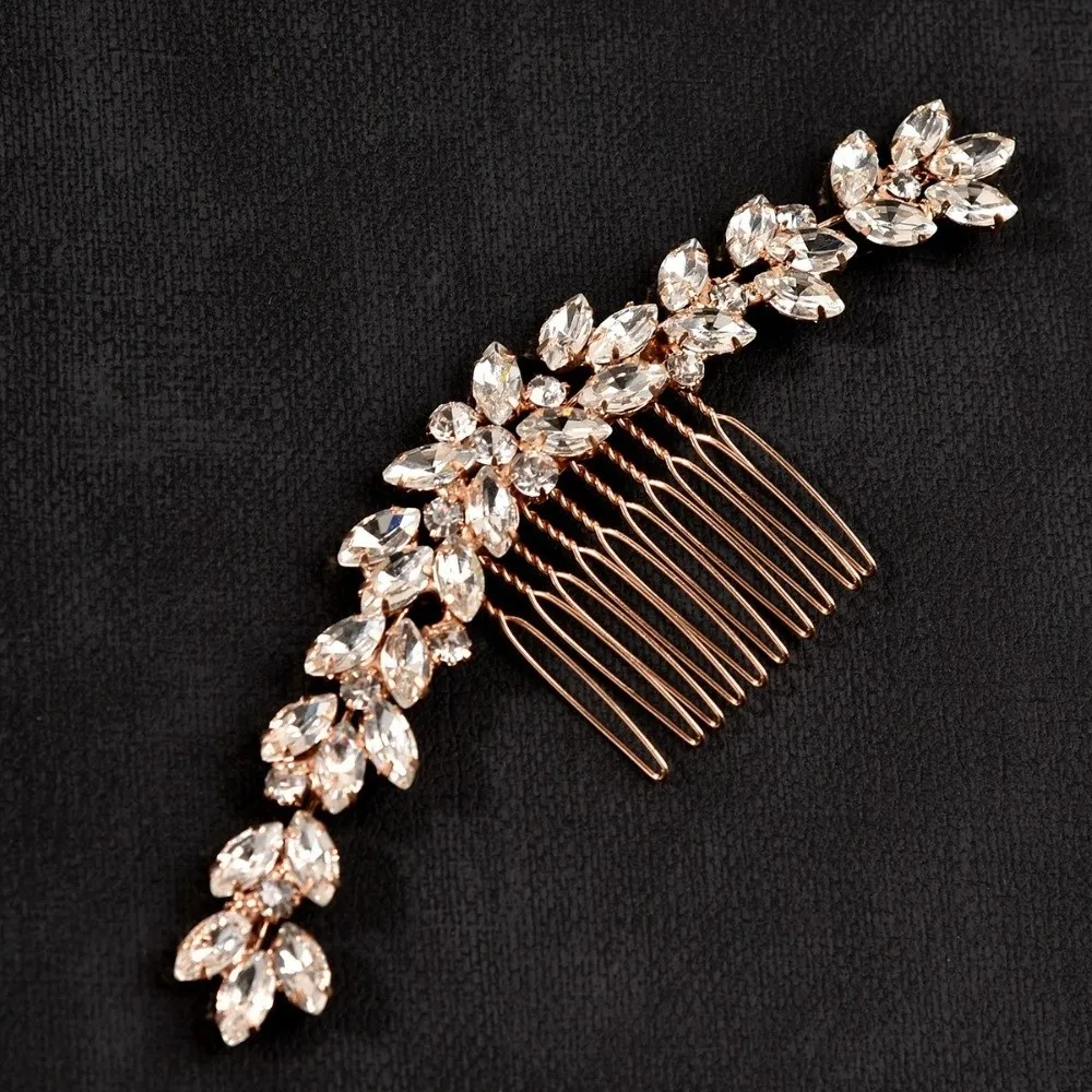Sweet Silver Toothed Insert Comb Gold Tiaras Rhinestone Hairpin Geometric Hairstyle Tools Hair Clip Women