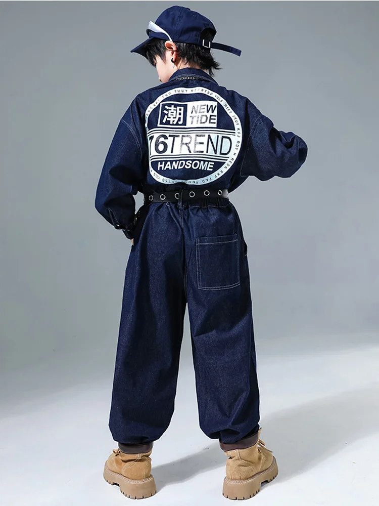 Kids Hip Hop Street Dance Denim Overalls Rompers Boys Bodysuit Girls Cargo Jeans Pants Jumpsuits Children Streetwear Dungarees