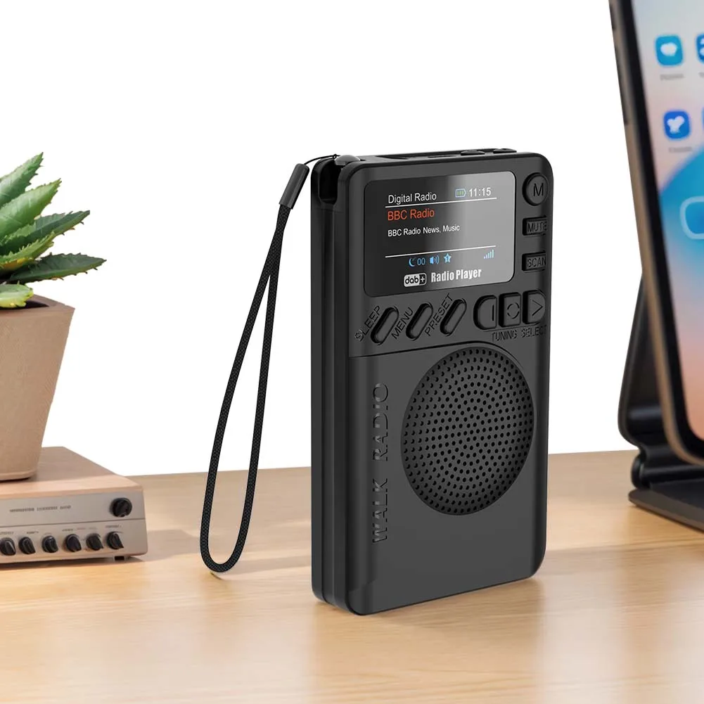Mini Radio Digital DAB FM con conector para auriculares, reproductor MP3, Radio de bolsillo con pantalla a Color recargable para acampar al aire libre y senderismo