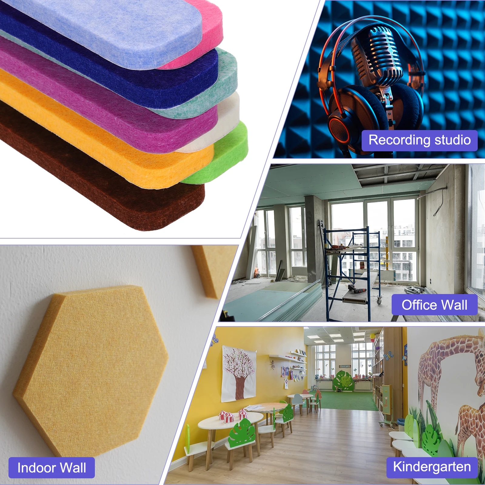 12 قطعة لوحات صوتية مستطيلة 33x5.1 سنتيمتر B1 لوحات رغوة عازلة للصوت مقاومة للحريق مع 15 قطعة دبابيس ضغط لتزيين جدران المكتب المنزلي