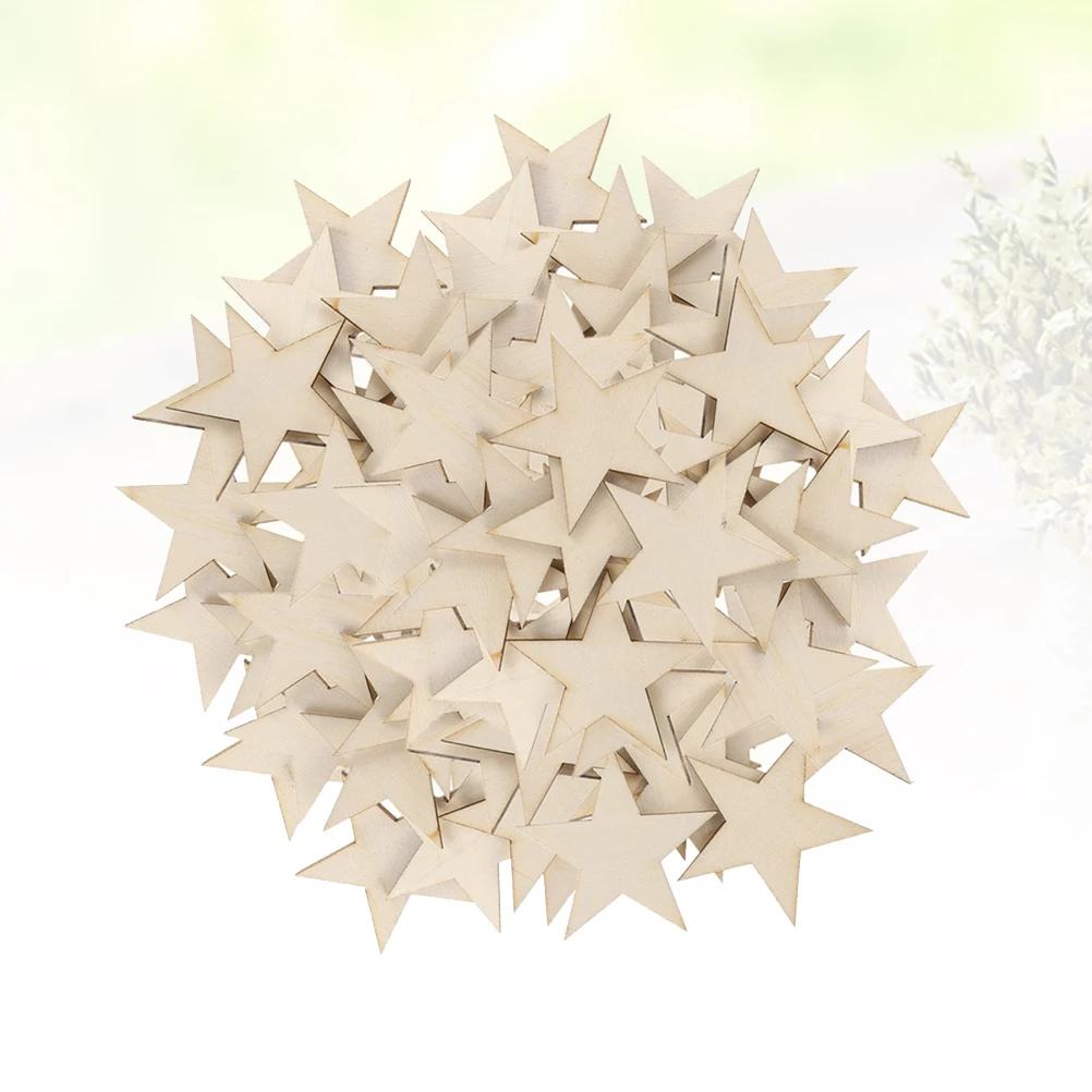 

300 Pcs Star nament DIY Craft Supplies Wood Piece Star Sewing Accessories Creative Home Decor Festival Wooden Piece
