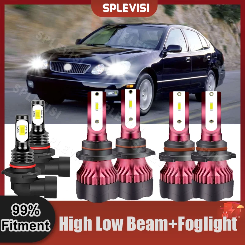 

6PCS White 6000K High Beam 9005 Low Beam 9006 Foglight 9006 For Lexus GS300 1998 1999 2000 2001 2002 2003 2004 Replacement Set