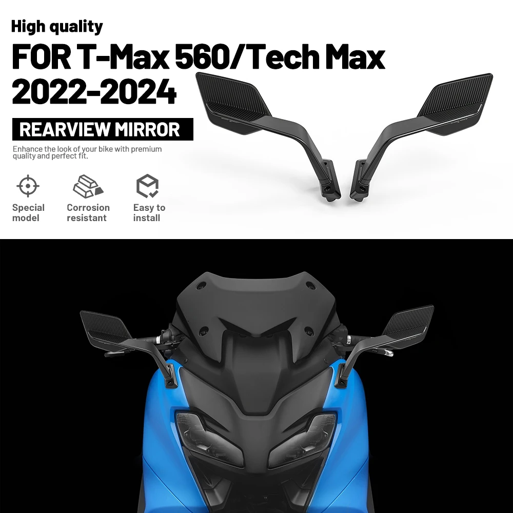 Motorbike Suitable For Yamaha T-MAX 560 T-Max560 Motorcycle New Motorcycle Rear View Mirrors Blue Glass Adjustable Aluminum