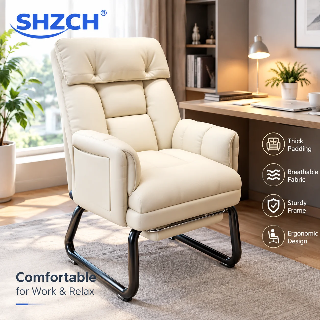 Home Office Desk Chair Ergonomic High-Back Computer Gaming Chair for Long Sitting Study Live Streaming with Reclining Feature