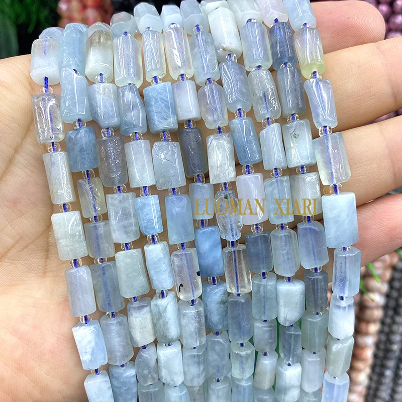 7-8mm Natural Stone Irregular Cylinder Charoite Aquamarine Amethysts Spacer Beads for Jewelry Making Diy Bracelet Accessories