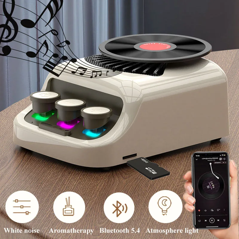 Мини-винтажный Bluetooth-динамик с белым шумом, музыкальная шкатулка для сна с атмосферным светом, машина для ароматерапии, TF-карта, воспроизведение музыки MP3