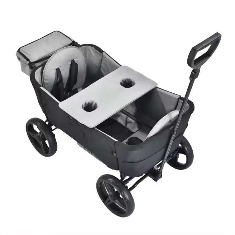 customized high quality multi functional 2 seats baby stroller wagon pull handler outside beach cart linkage wheels