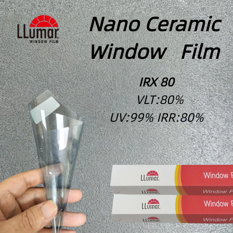 High Performance Premium LLumar IRX80 80% VLT Nano Ceramic Auto Window Film Maximum Heat Rejection 99% UV Block IRR PET view 2