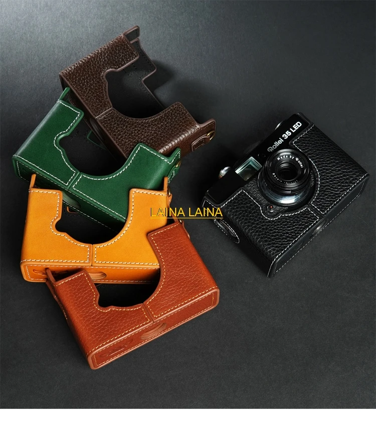 

handwork Photo Camera Genuine leather cowhide Bag Body Case For Rollei 35 LED B35 Protective sleeve box base skin Leather shell