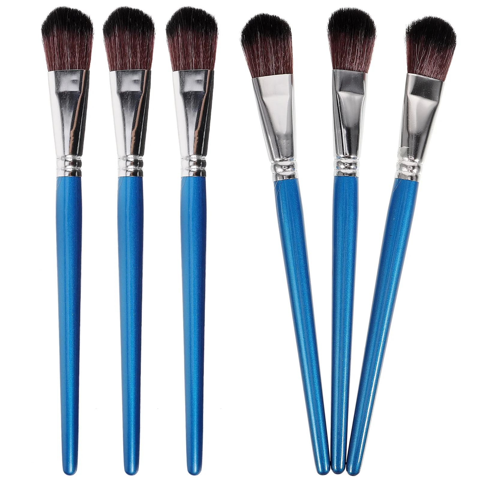 

6pcs Painting Brushes Nylon Watercolor Acrylic Oil Small Wooden Handle Blue Round Tip Student Artist Safe Educational