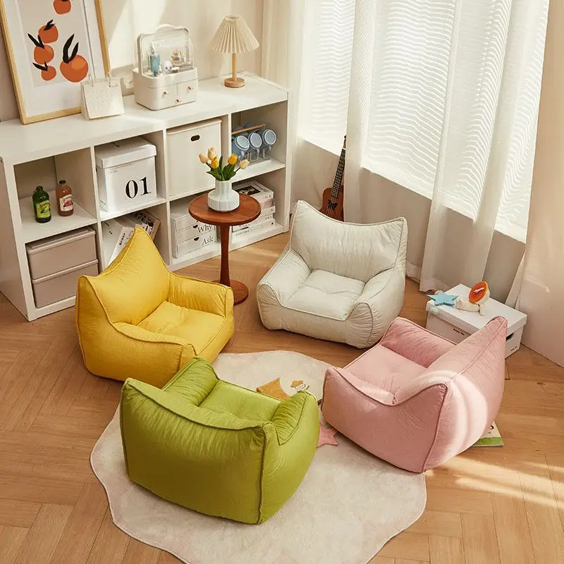 Modern Cute Kids Bean Bag Sofa Chair Soft Lazy Floor Sofa Ergonomic Back Support Cartoon Lounge Chair For Living Room Bedroom