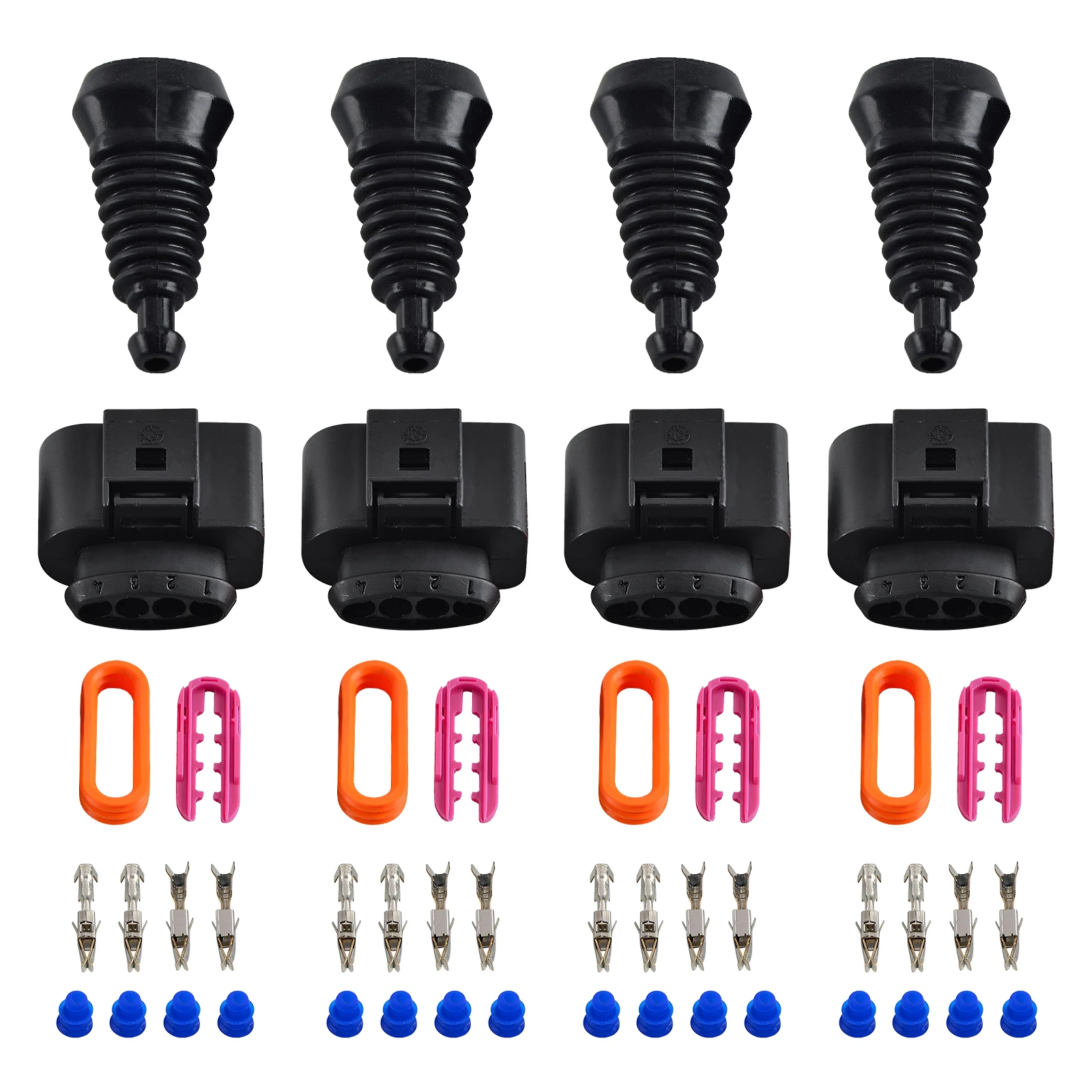 4x Zündspulen-Stecker Reparatur-Set 1J0 998 724 für VW Golf, Jetta, Passat, Polo, Touran, für Audi A4 A6 A8