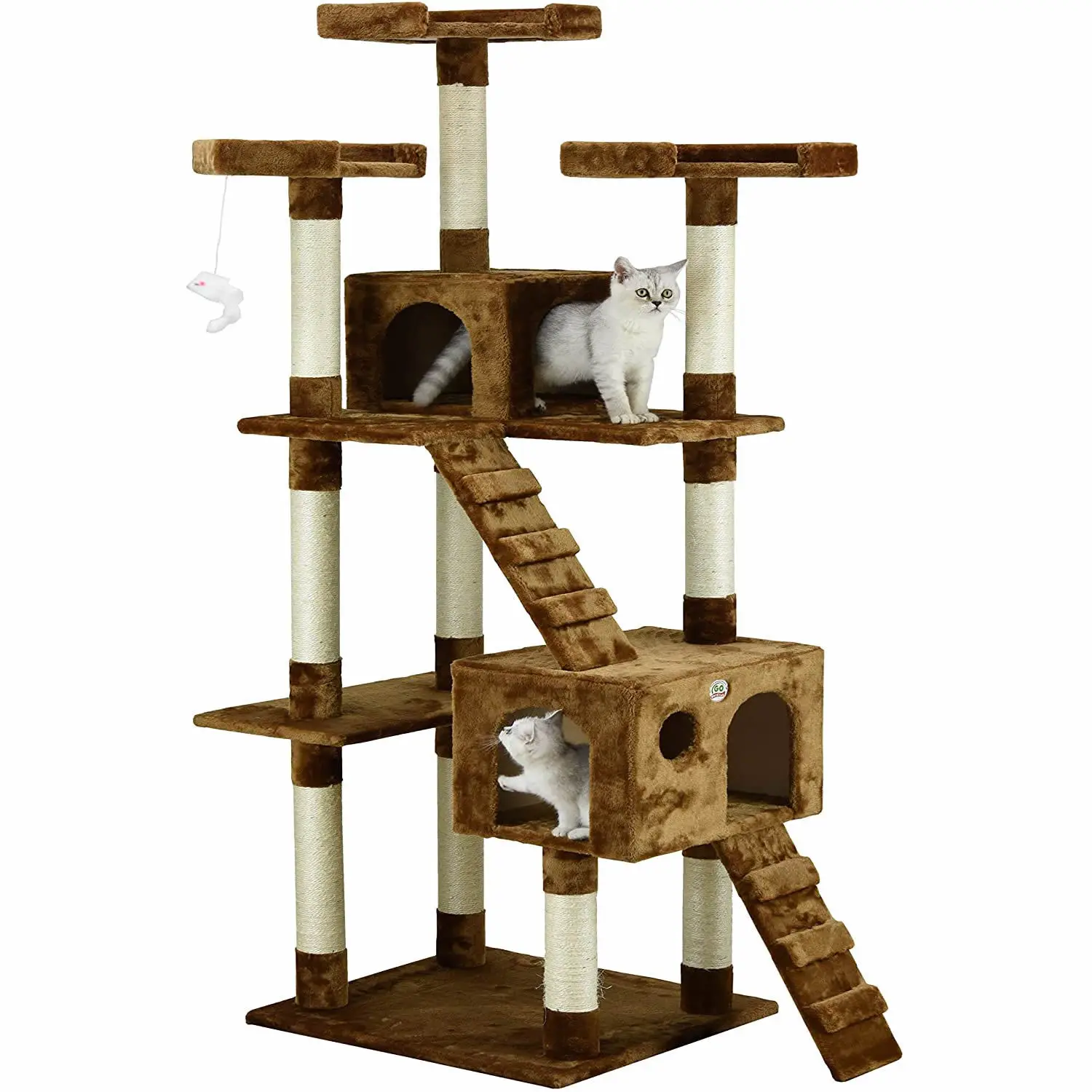 Large Deluxe Cat Tree Wooden Scratcher Natural Sisal Rope Wrapped Tree for Scratching Cat Climbing Tree