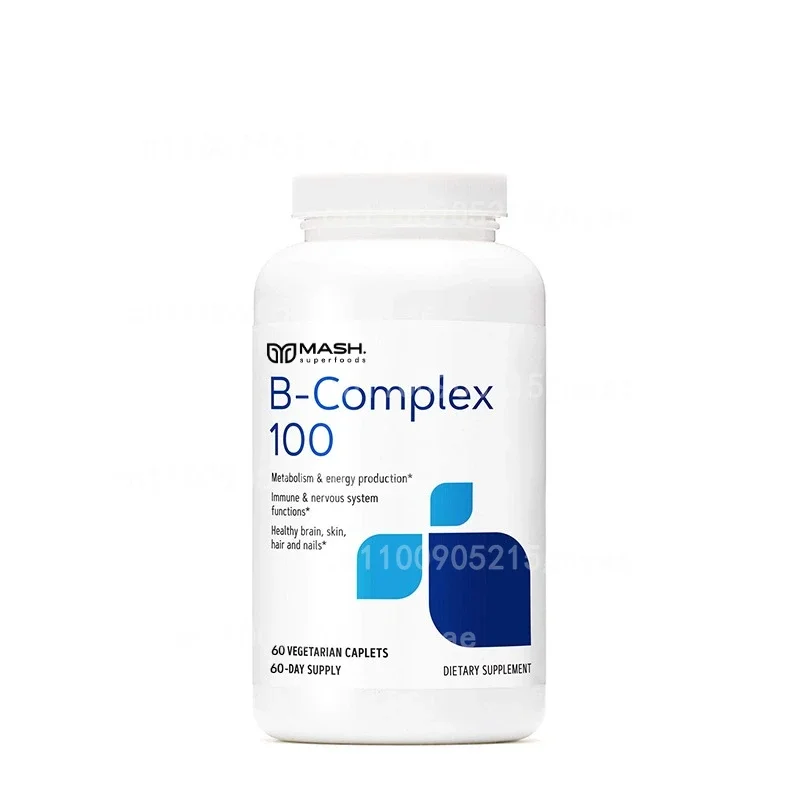 B Complex Vitamins – Niacin, Folate, Thiamine, Biotin for Metabolism – Promotes Skin, Eye & Hair Health (60 Capsules)